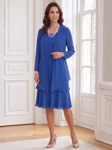 A-Line/Princess Scoop Knee-Length Mother of the Bride Dresses