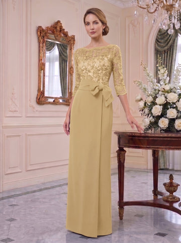 Sheath/Column Jewel Neck Floor-Length Mother of the Bride Dresses