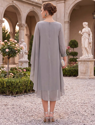 Sheath/Column Jewel Neck Knee-Length Mother of the Bride Dresses