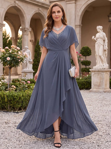 A-Line/Princess V-Neck Asymmetrical Mother of the Bride Dresses