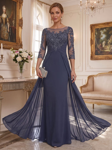 A-Line/Princess Jewel Neck Floor-Length Mother of the Bride Dresses