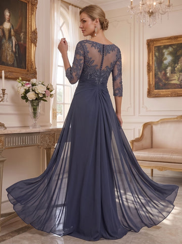 A-Line/Princess Jewel Neck Floor-Length Mother of the Bride Dresses