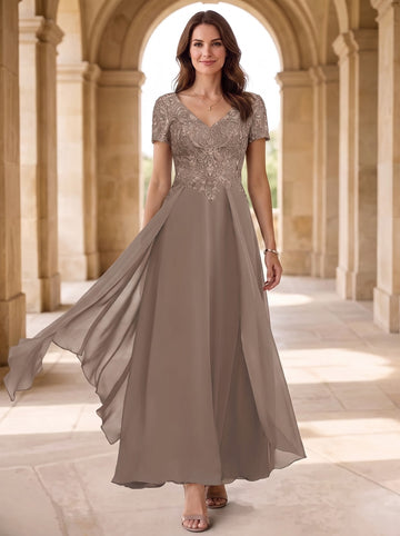 A-Line/Princess V-Neck Ankle-Length Mother of the Bride Dresses