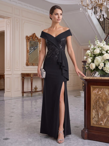 Sheath/Column V-Neck Floor-Length Mother of the Bride Dresses