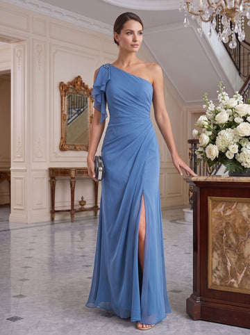 Sheath/Column One-Shoulder Floor-Length Mother of the Bride Dresses
