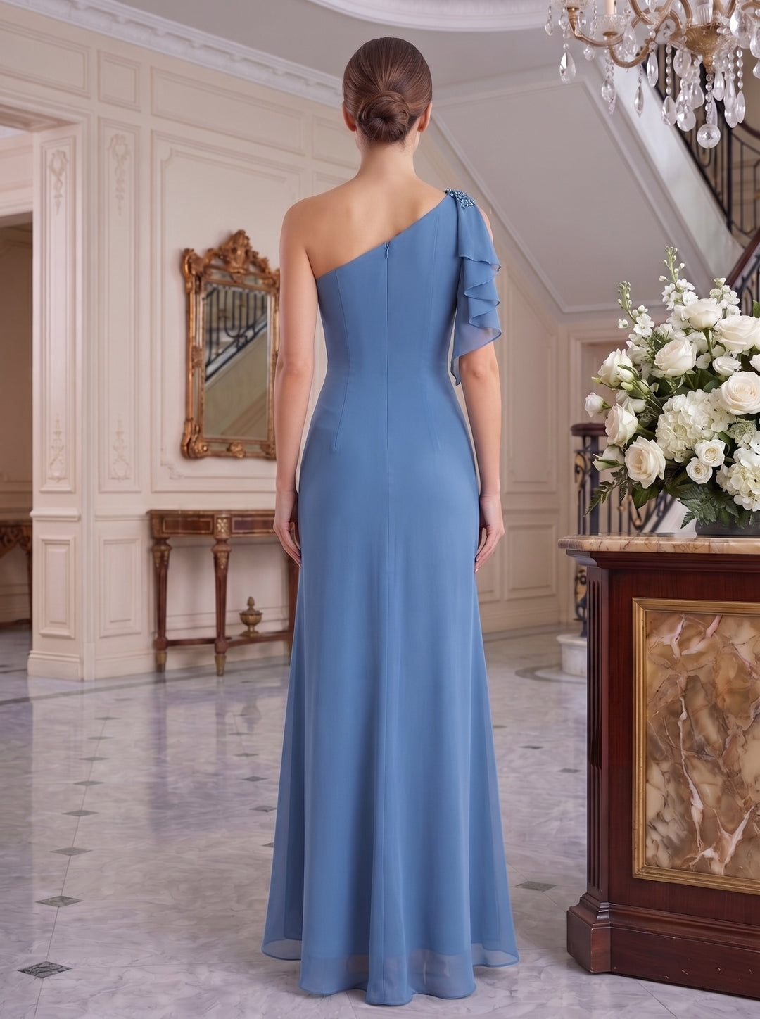 Sheath/Column One-Shoulder Floor-Length Mother of the Bride Dresses