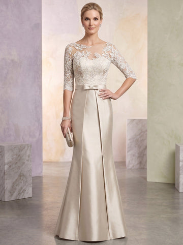 Sheath/Column Illusion Neck Floor-length Mother of the Bride Dresses