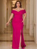 Trumpet/Mermaid Curvy Off-the-Shoulder Mother of the Bride Dresses with Split Side
