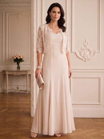 A-Line/Princess Scoop Sleeveless Mother of the Bride Dresses with Lace Pleats