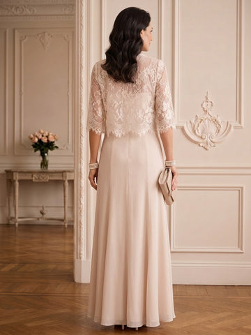 A-Line/Princess Scoop Sleeveless Mother of the Bride Dresses with Lace Pleats