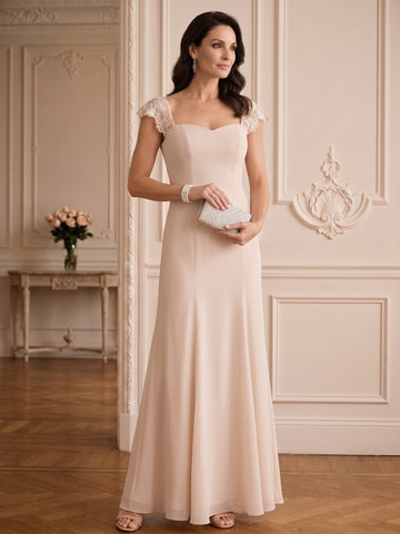 A-Line/Princess Scoop Sleeveless Mother of the Bride Dresses with Lace Pleats