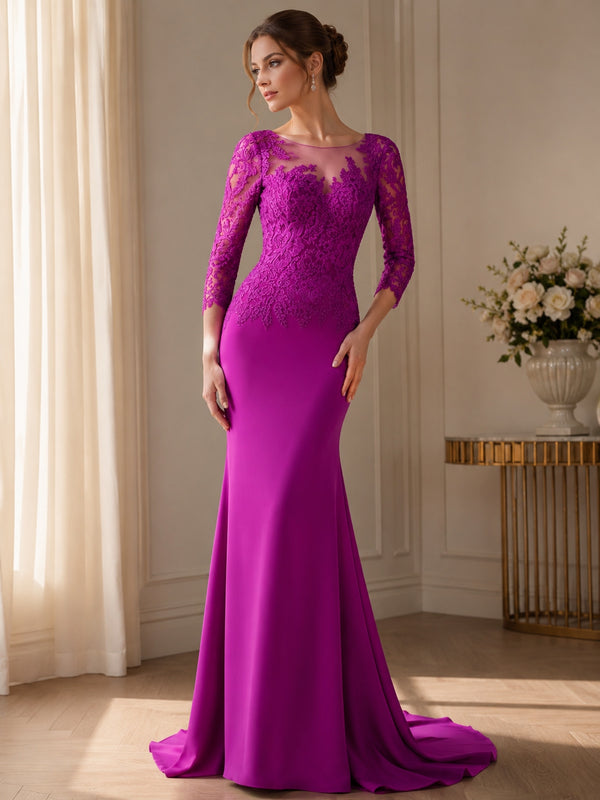 Trumpet/Mermaid Scoop Long Sleeves Evening Dresses With Lace