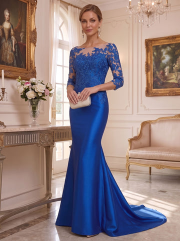 Trumpet/Mermaid Scoop Long Sleeves Mother of the Bride Dresses With Lace