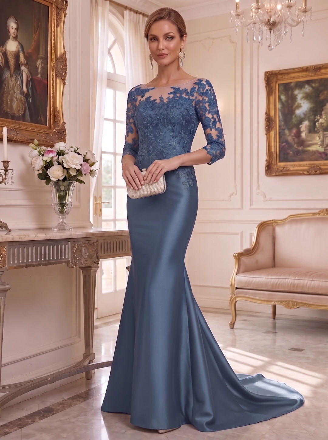 Trumpet/Mermaid Scoop Long Sleeves Mother of the Bride Dresses With Lace