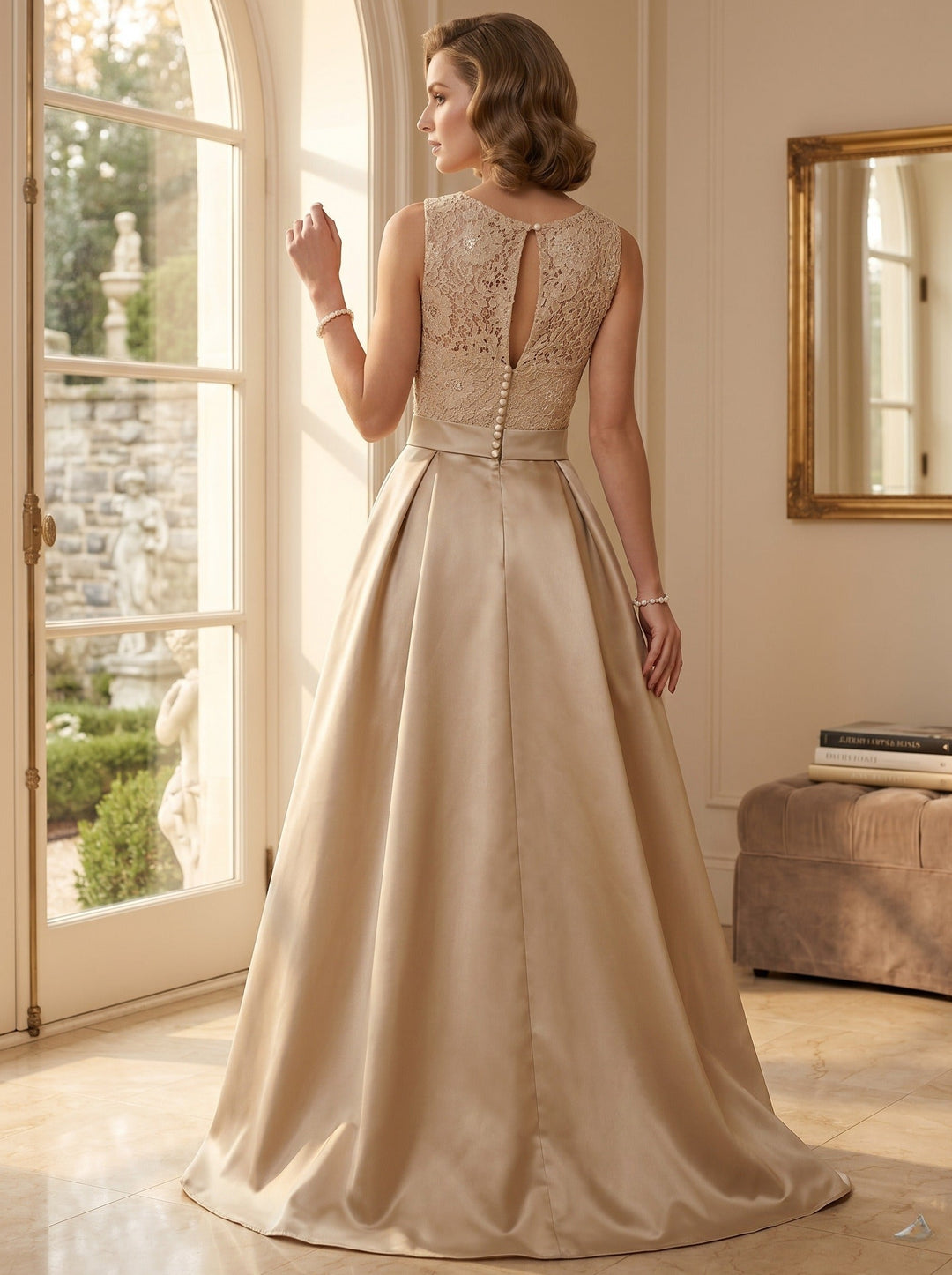 A-Line/Princess Jewel Neck Sleeveless Asymmetrical Mother Of The Bride Dresses With Pleats