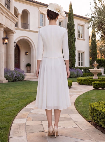 A-Line/Princess 3/4 Length Sleeve  Knee Length Mother of the Bride Dresses with Wraps