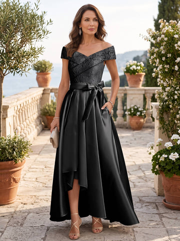 A-Line/Princess Off-the-Shoulder Asymmetrical Mother of the Bride Dresses with Ruffles