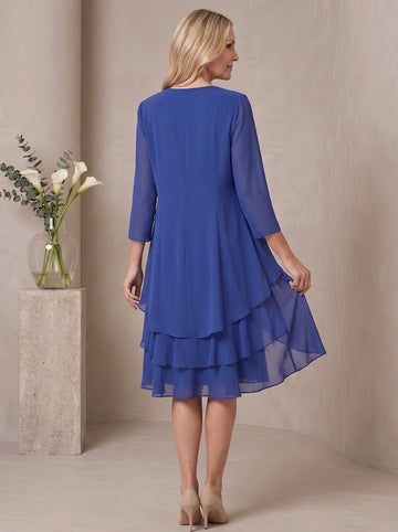 Sheath/Column Jewel Neck Short Sleeves Knee-Length Mother of the Bride Dresses with Lace