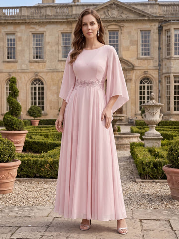 A-Line/Princess Scoop Neck 3/4 Length Sleeve  Ankle-Length Mother of the Bride Dresses with Sequin