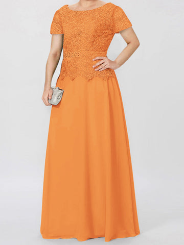 A-Line/Princess Short Sleeves Mother of the Bride Dresses with Applique & Sequins