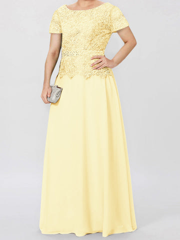 A-Line/Princess Short Sleeves Mother of the Bride Dresses with Applique & Sequins