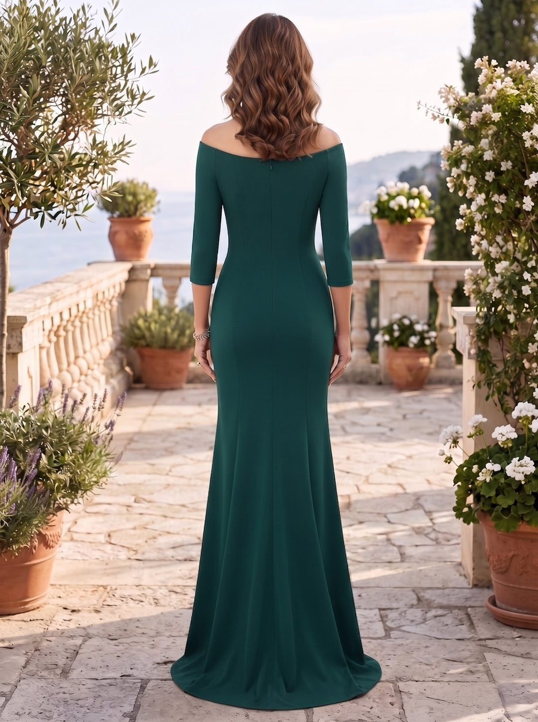 Mermaid/Trumpet Sweep Train 3/4 Sleeves Mother of the Bride Dresses