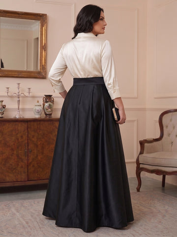 A-Line/Princess V-Neck Long Sleeves Plus Size Mother Of The Bride Dresses With Pockets