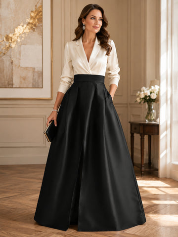 A-Line/Princess V-Neck Long Sleeves Mother Of The Bride Dresses With Pockets