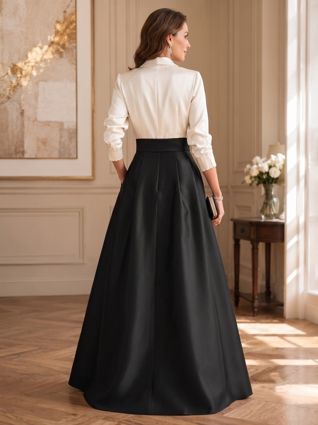 A-Line/Princess V-Neck Long Sleeves Mother Of The Bride Dresses With Pockets