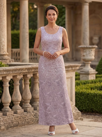 Chiffon Scoop Ankle-length Mother of the Bride Dresses with Sequins & Jacket