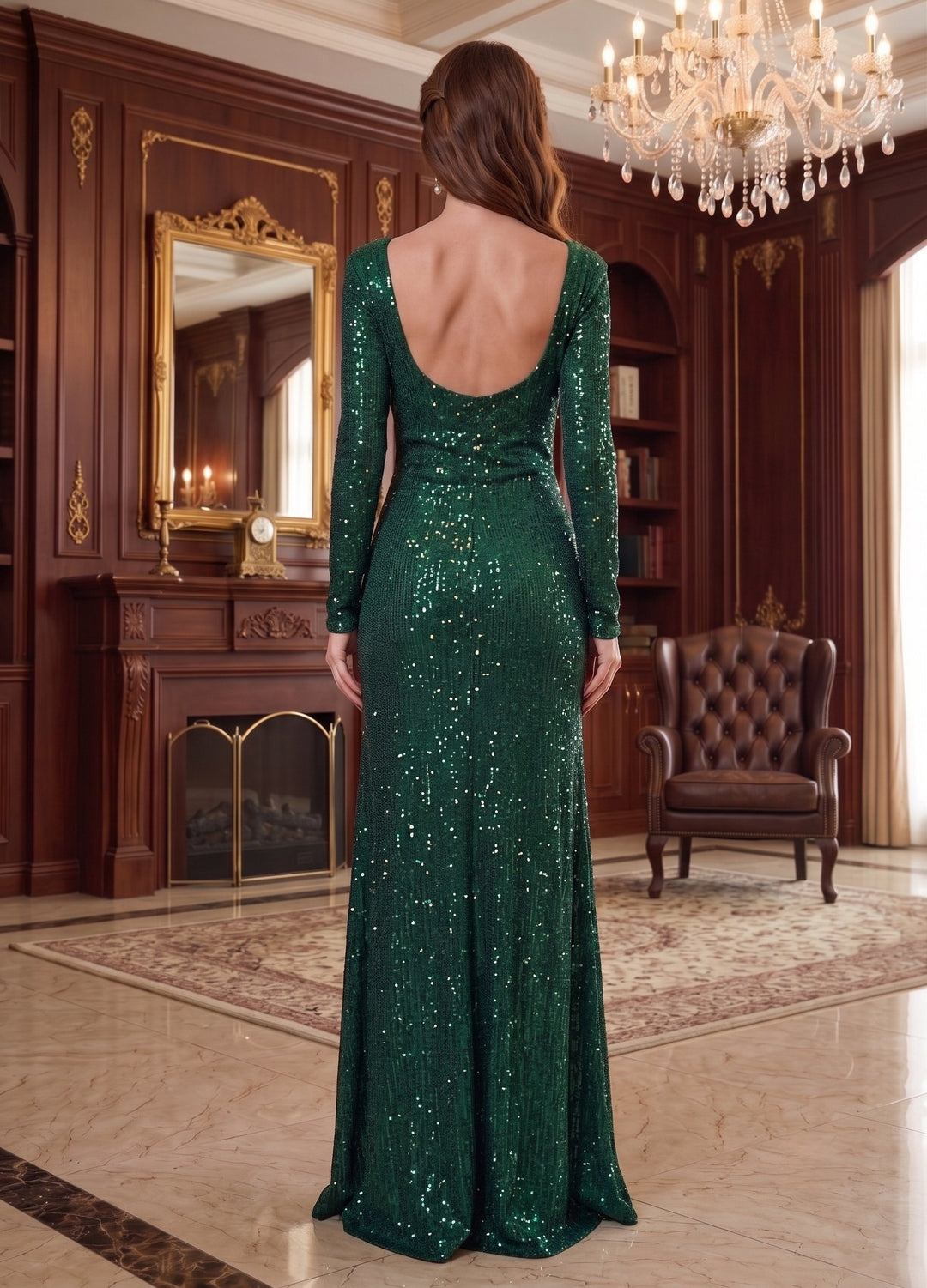 Sheath Floor Length Long Sleeve Off-the-shoulder Mother Of The Bride Dresses With Sequins