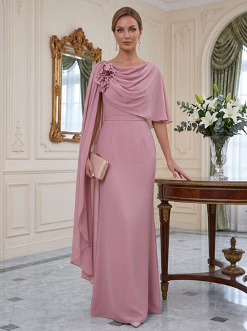 Sheath/Column Cowl Neck Sleeveless Floor-Length Mother of the Bride Dresses with Flower