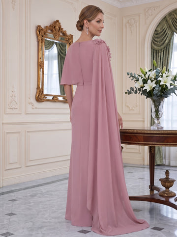 Sheath/Column Cowl Neck Sleeveless Floor-Length Mother of the Bride Dresses with Flower