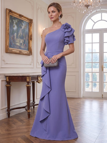 Mermaid/Trumpet One Shoulder Floor-Length Mother of the Bride Dresses with Pure Color