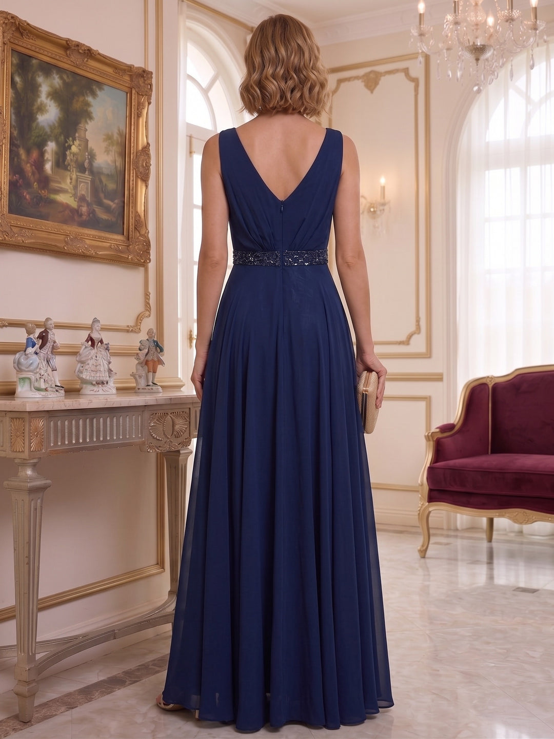 A-Line/Princess V-Neck Sleeveless Floor-Length Mother of the Bride Dresses