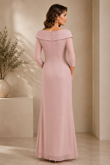 Sheath/Column V-Neck 3/4 Length Sleeve Floor-Length Mother of the Bride Dresses with Sequins Beading