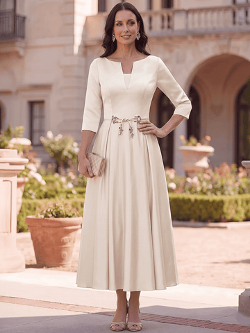 A-Line/Princess Half Sleeves Ankle Length Mother Of The Bride Dresses  & Groom With Pockets