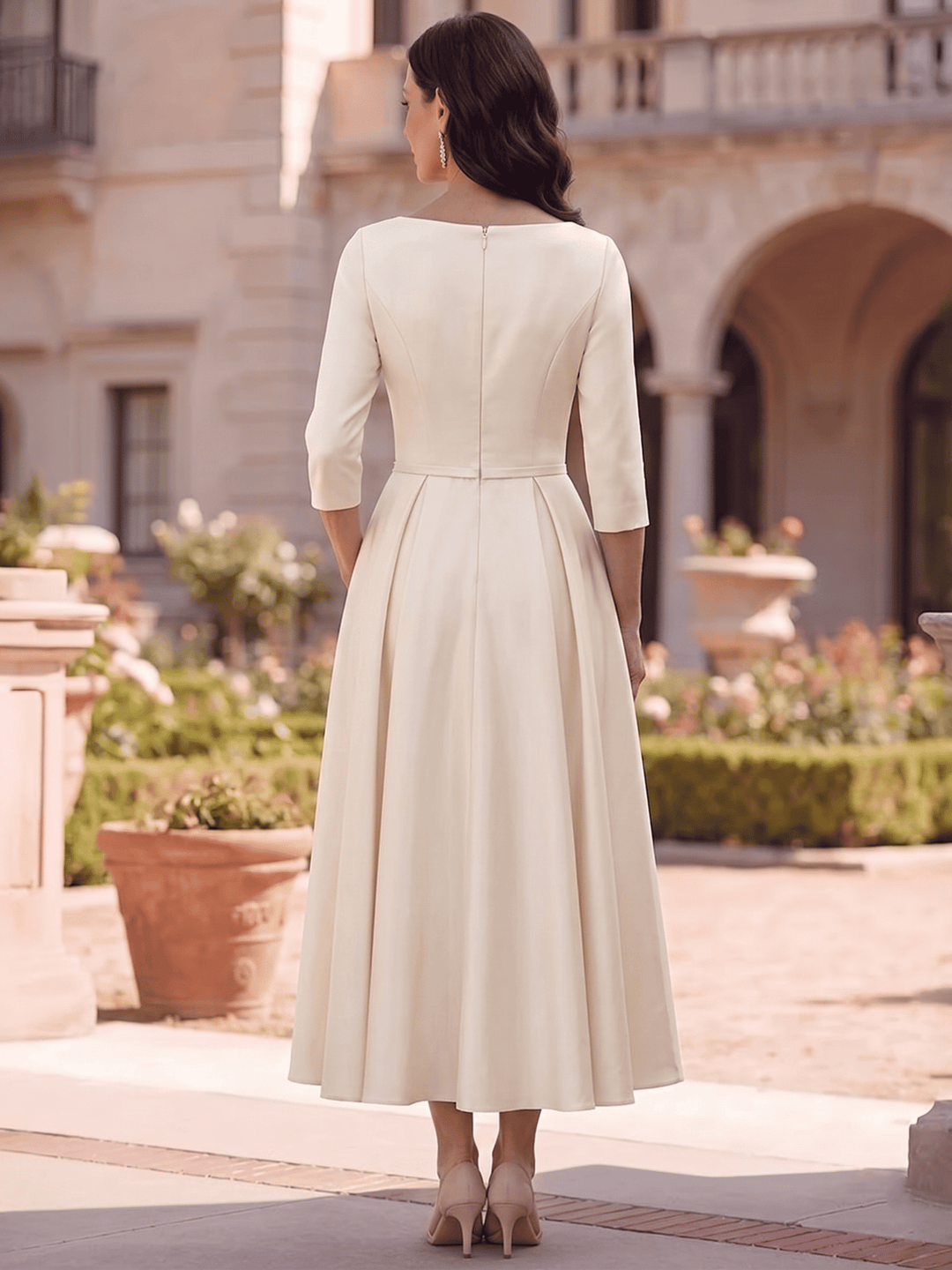 A-Line/Princess Half Sleeves Ankle Length Mother Of The Bride Dresses  & Groom With Pockets