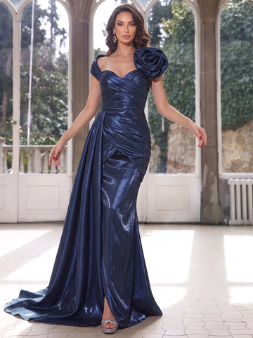Sheath/Column Sweetheart Sleeveless Floor-Length Evening Dresses with Bowknot