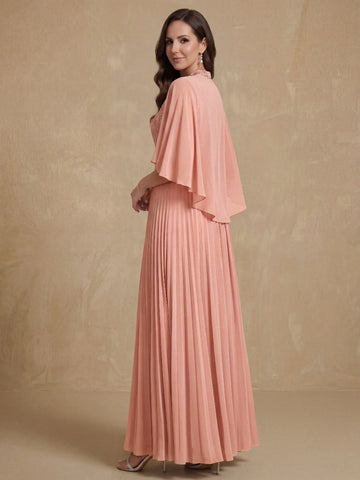 A-Line/Princess V-Neck 2 Pics Floor-Length Mother of the Bride Dresses with Appliques & Wrap