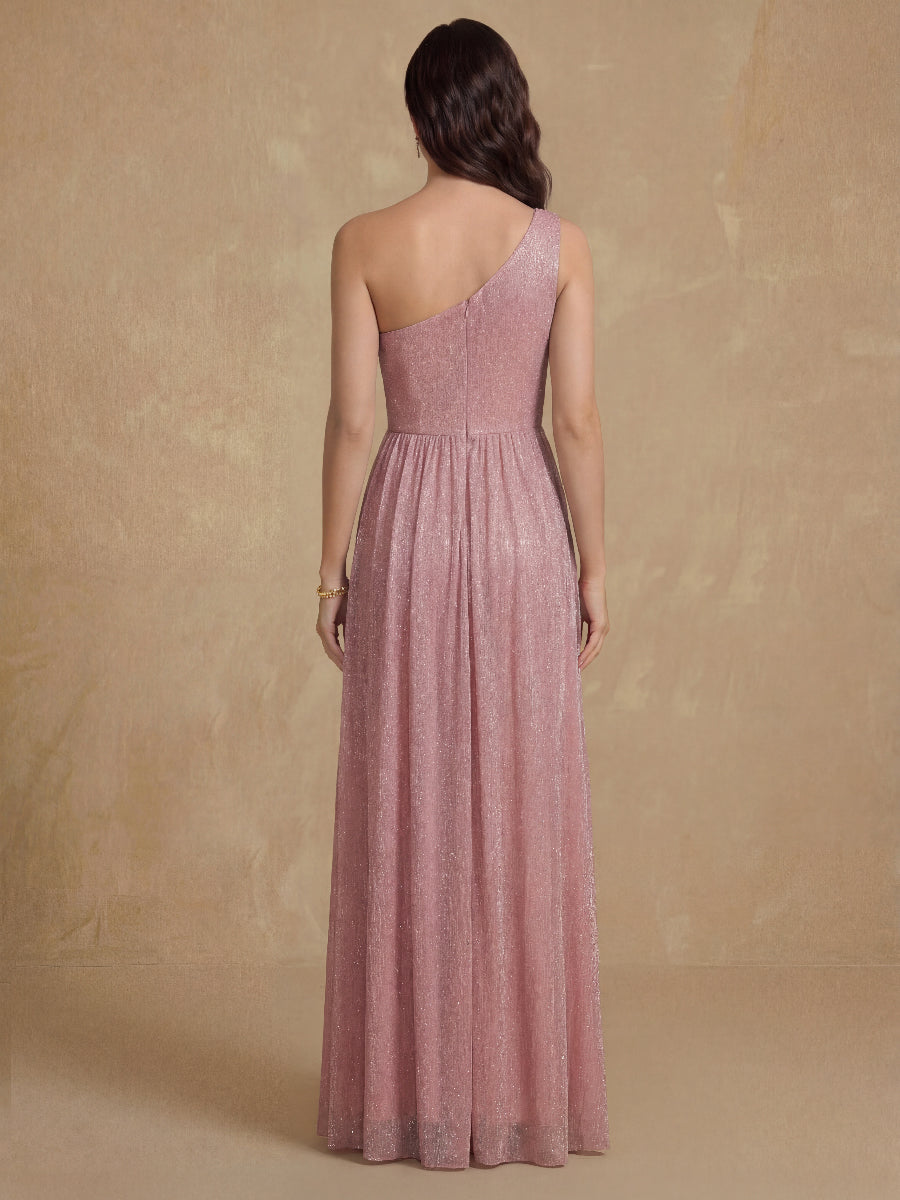 A-Line/Princess One-Shoulder Sleeveless Floor-Length Mother of the Bride Dresses with Ruffles