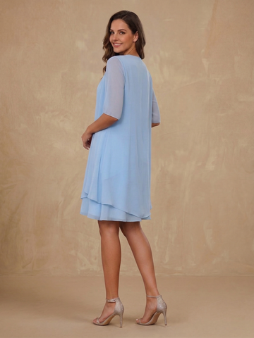 A-Line/Princess Square Neck Knee-Length Mother of the Bride Dresses With Ruffles & Jacket