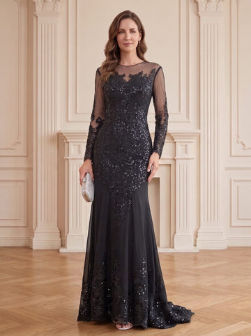 Mermaid/Trumpet Scoop Long Sleeves Mother of the Bride Dresses with Applique