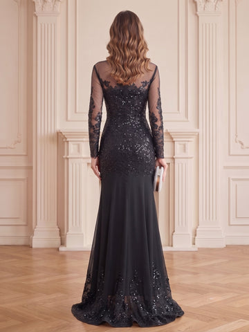 Mermaid/Trumpet Scoop Long Sleeves Mother of the Bride Dresses with Applique