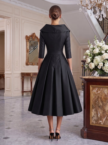 A-Line/Princess V-Neck Tea-Length Elegant Mother of the Bride Dresses with Appliques