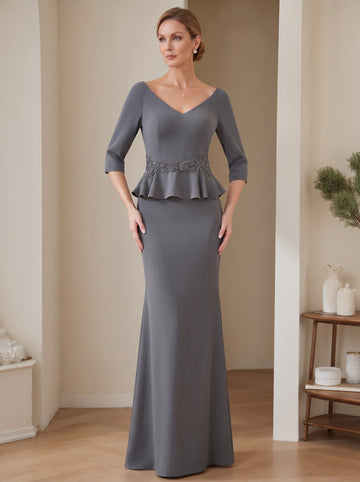 Trumpet/Mermaid V-Neck Mother Of The Bride Dresses with Ruffles & Appliques