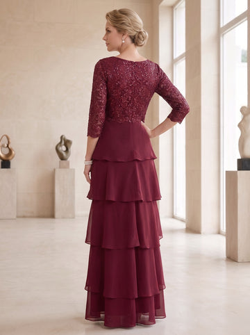Chiffon Sheath/Column V-Neck Elegant Mother of the Bride & Groom Dresses with Appliques & Ruffles