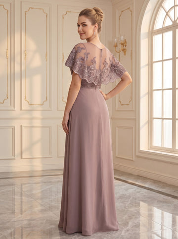 Sheath/Column Elegant Jewel Neck Mother of the Bride & Groom Dresses with Appliques & Belt & Beadings
