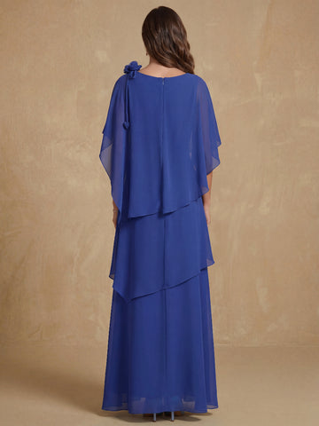 A-Line/Princess Short Sleeves Floor-Length Mother of the Bride Dresses with Ruffles & Flower
