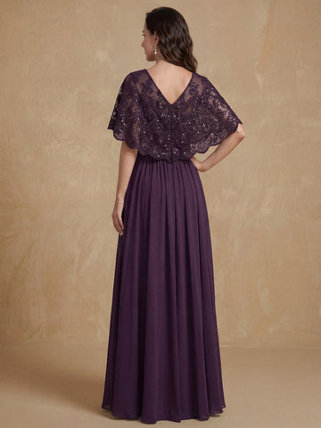 A-Line/Princess Round Neck Floor-Length Elegant Mother of the Bride & Groom Dresses with Lace Appliques